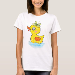 Funny Cute Odd Duck with Clover Hat Graphic  T-Shirt