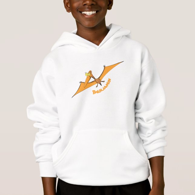 Funny cute orange flying pterodactyl cartoon (Front)