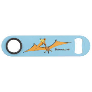 Funny cute orange flying pterodactyl cartoon