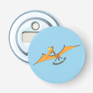 Funny cute orange flying pterodactyl cartoon bottle opener