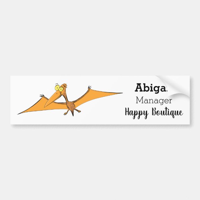 Funny cute orange flying pterodactyl cartoon bumper sticker (Front)