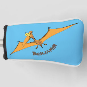 Funny cute orange flying pterodactyl cartoon golf head cover