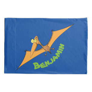 Funny cute orange flying pterodactyl cartoon pillowcase