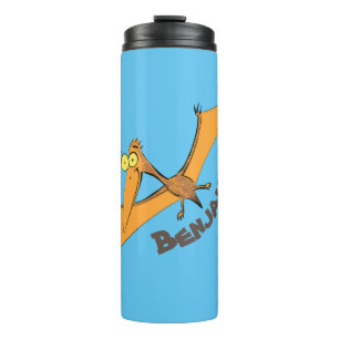 Funny cute orange flying pterodactyl cartoon thermal tumbler