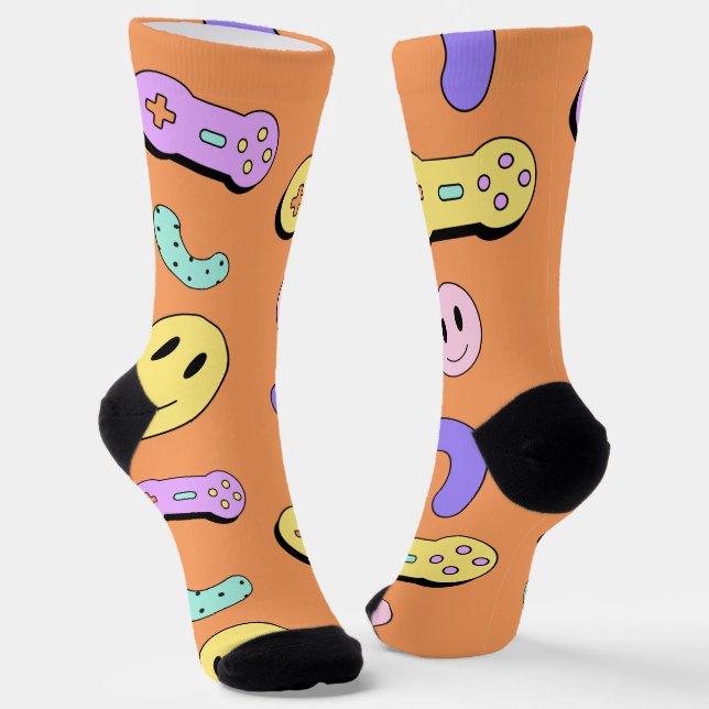 Funny cute orange pattern Gaming Socks (Angled)