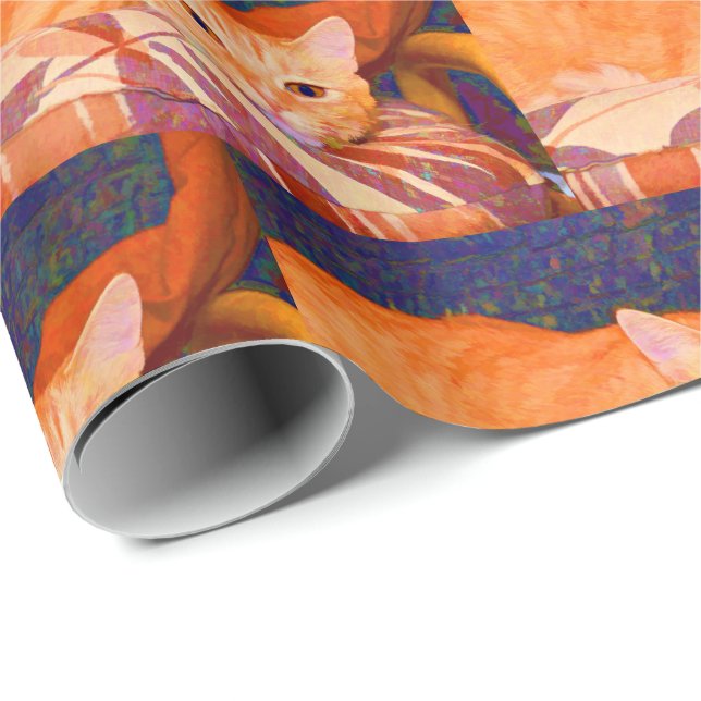 Funny Cute Orange Tabby Cat Wrapping Paper (Roll Corner)