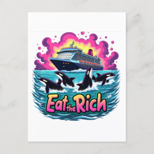 Funny Cute Orca Whale Eat The Rich  Holiday Postcard