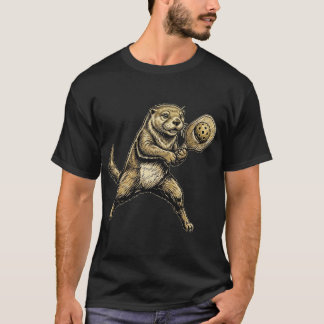 Funny Cute Otter Playing Pickleball Vintage T-Shirt