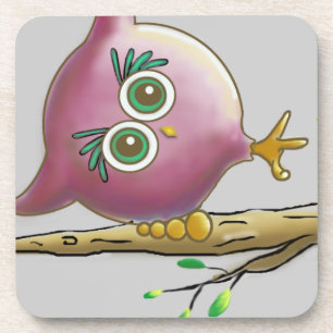 Funny Cute Owl Picture Coaster