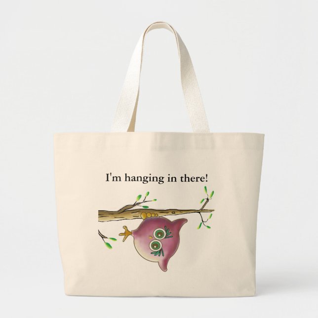 Funny Cute Owl Picture Large Tote Bag (Front)