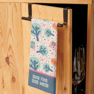 Funny Cute Owls Pattern Personalized Quote or Name Tea Towel