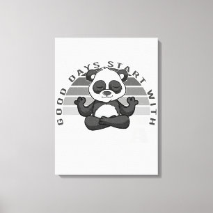 Funny cute panda doing yoga. funny yoga poses canvas print
