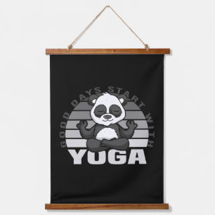 Funny cute panda doing yoga. funny yoga poses hanging tapestry