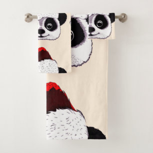 funny cute panda in Christmas Bath Towel Set