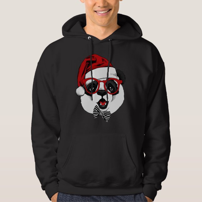 funny cute panda in Christmas Hoodie (Front)