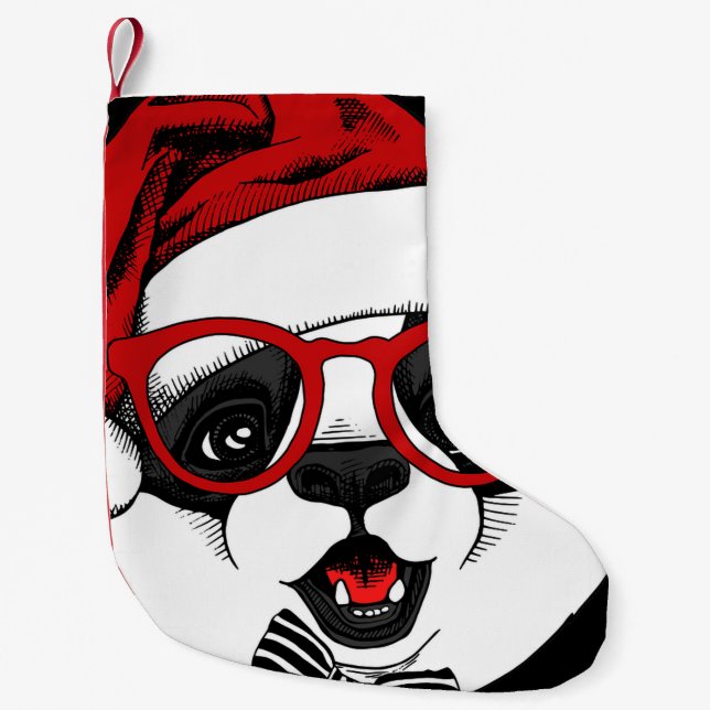 funny cute panda in Christmas Small Christmas Stocking (Front)