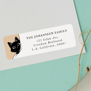Funny Cute Peeking Black Cat Paws Return Address