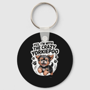 Funny Cute Pet Mix Dog Pup Yes I'm With The Crazy  Key Ring
