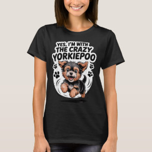 Funny Cute Pet Mix Dog Pup Yes I'm With The Crazy  T-Shirt