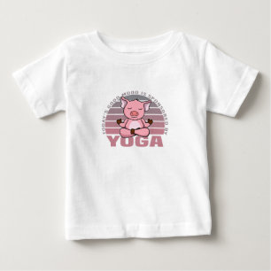 Funny cute pig doing yoga. funny yoga poses baby T-Shirt
