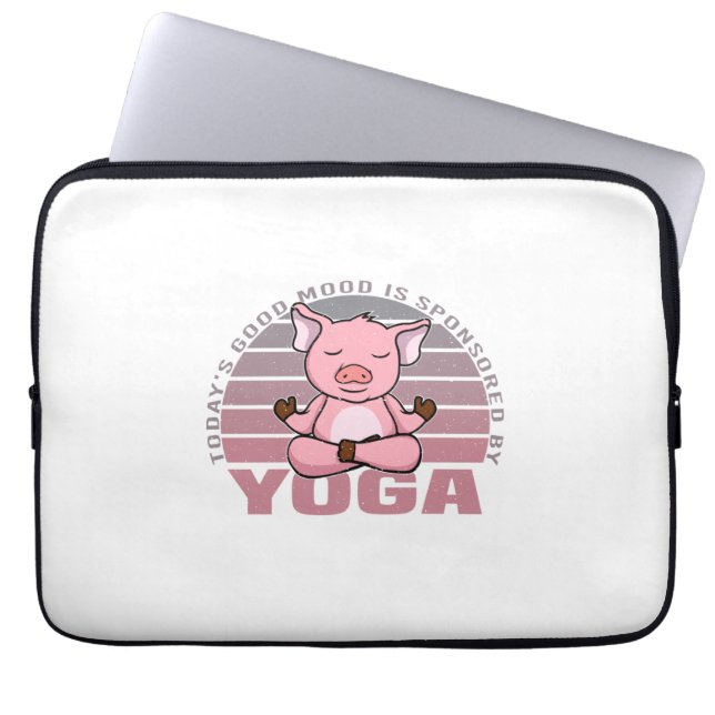 Funny cute pig doing yoga. funny yoga poses laptop sleeve (Front)