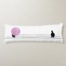 Funny Cute Pink Bubble Gum Birds On a Wire White