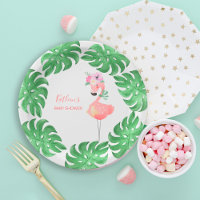Funny cute pink flamingo baby shower