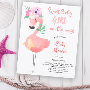 Funny cute pink flamingo floral BUDGET baby shower