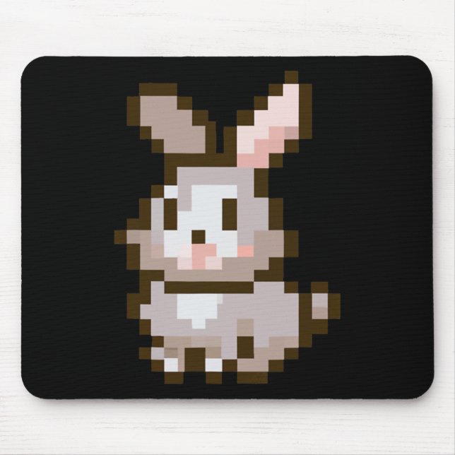 Funny Cute Pixelated Easter Video Game Easter Bunn Mouse Pad (Front)