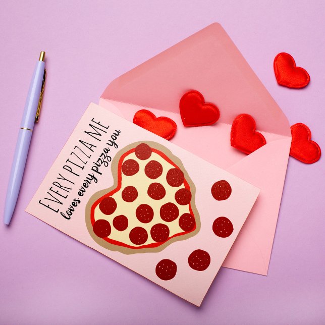 Funny Cute Pizza Heart Valentine's Day Greeting Holiday Card (Creator Uploaded)