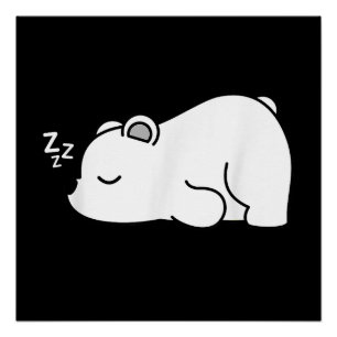 Funny Cute Polar Tired Sleeping Arctic Animal Poster