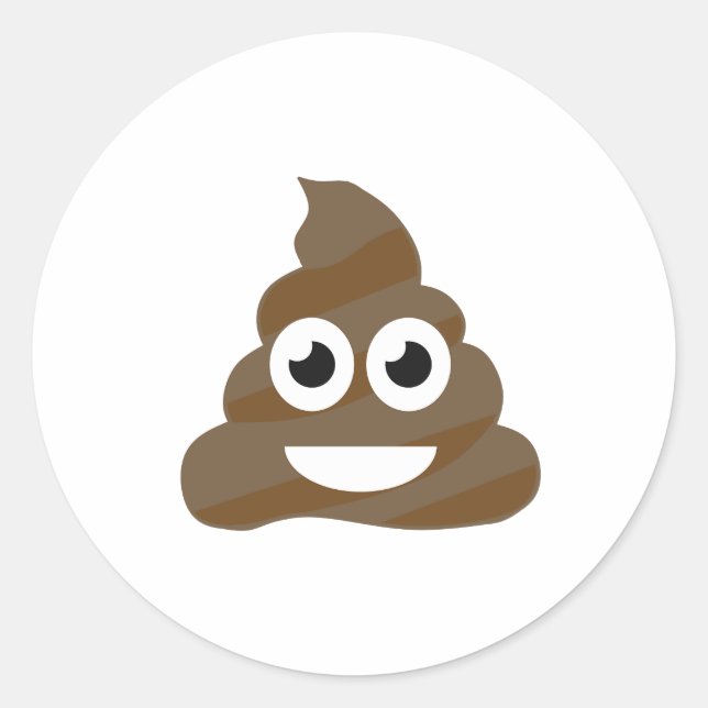 Funny Cute Poop Emoji Classic Round Sticker (Front)