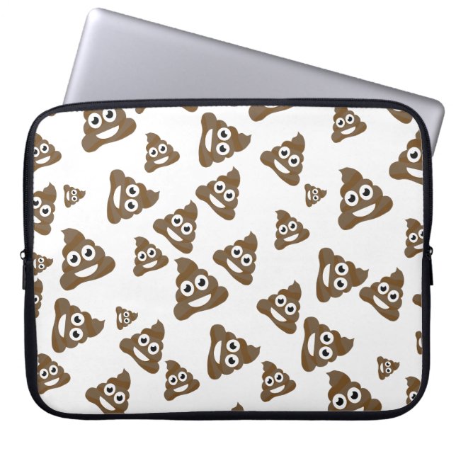 Funny Cute Poop Emoji Pattern Laptop Sleeve (Front)