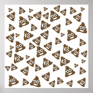 Funny Cute Poop Emoji Pattern Poster