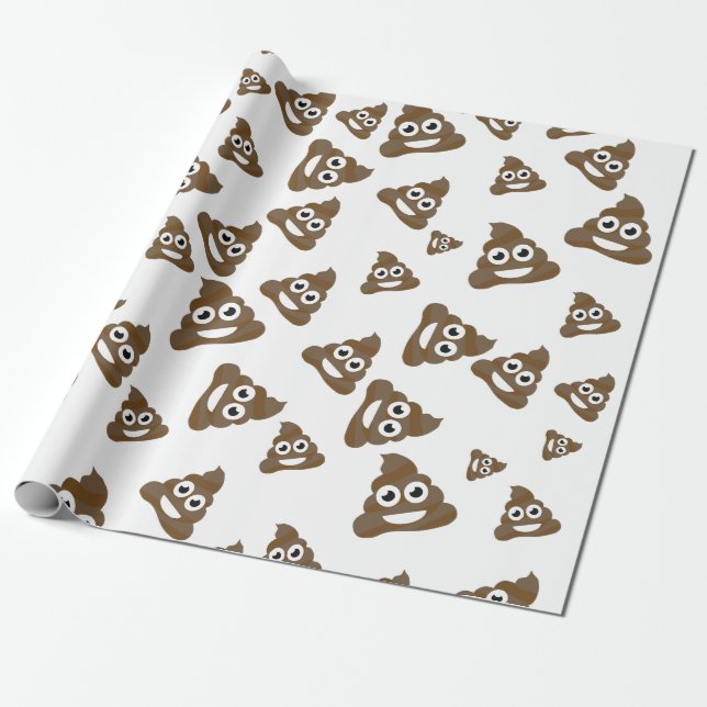 Funny Cute Poop Emoji Pattern Wrapping Paper (Unrolled)