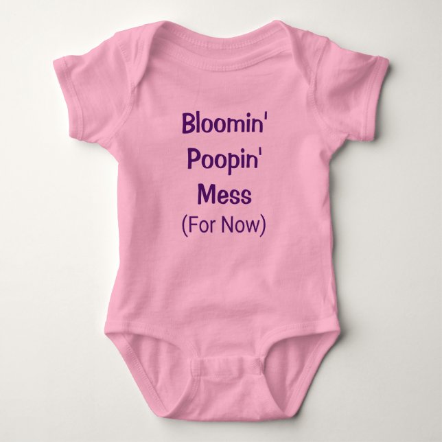 Funny Cute Poopin Mess Poop Humour Baby Girl Rompe Bodysuit (Front)