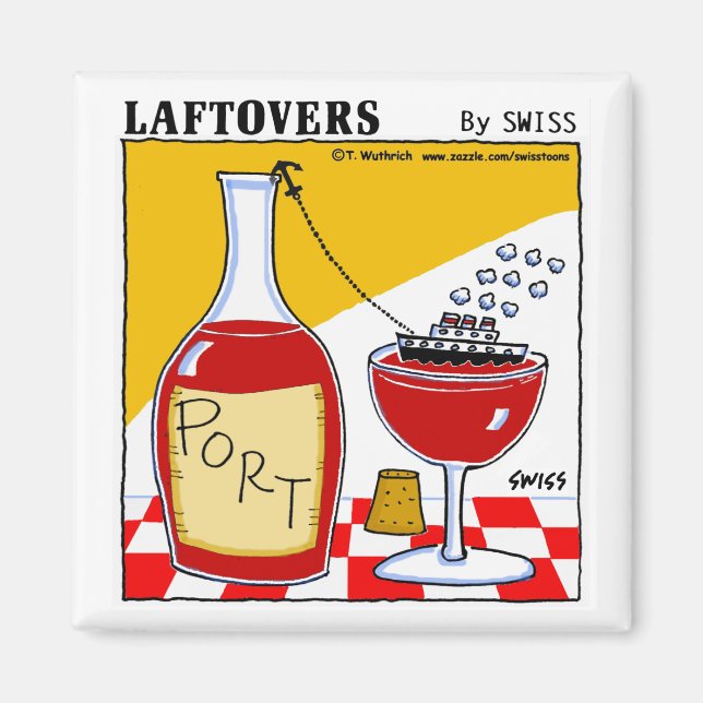 Funny Cute Port Wine Cartoon Tasting Party Favor Magnet (Front)