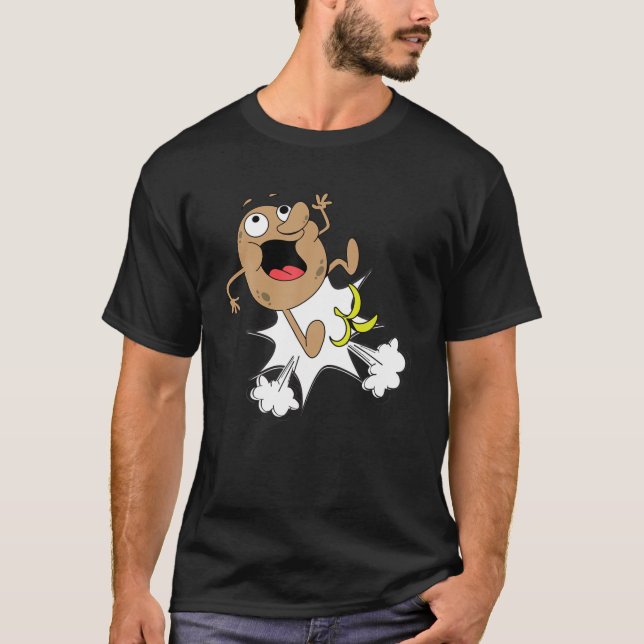 Funny Cute Potato Slipping T-Shirt (Front)