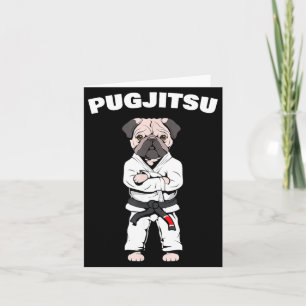 Funny Cute Pug Jiu Jitsu Black Belt Bjj Jiujitsu Card