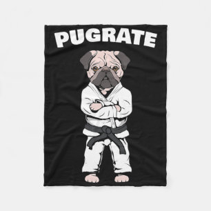 Funny Cute Pug Karate Black Belt Martial Art Love Fleece Blanket