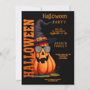 Funny Cute Pumpkin Halloween Party Celebration Invitation