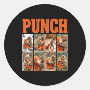 Funny cute punch monkey macaque meme japanese  classic round sticker