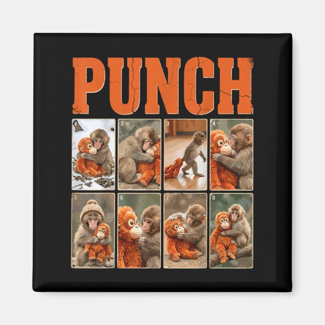 Funny cute punch monkey macaque meme japanese  magnet (Front)