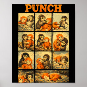 Funny cute punch monkey macaque meme japanese  poster