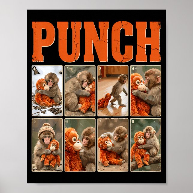 Funny cute punch monkey macaque meme japanese  poster (Front)
