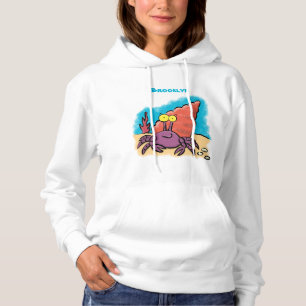 Funny cute purple cartoon hermit crab hoodie