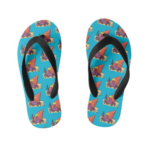 Funny cute purple cartoon hermit crab kid's jandals