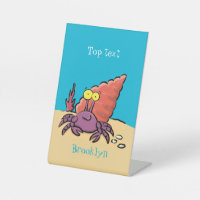 Funny cute purple cartoon hermit crab 