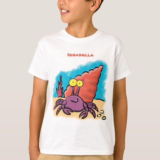 Funny cute purple cartoon hermit crab T-Shirt (Front)