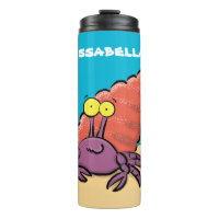 Funny cute purple cartoon hermit crab